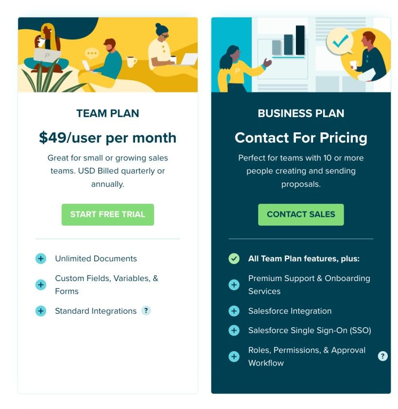 Proposify proposal software pricing plans